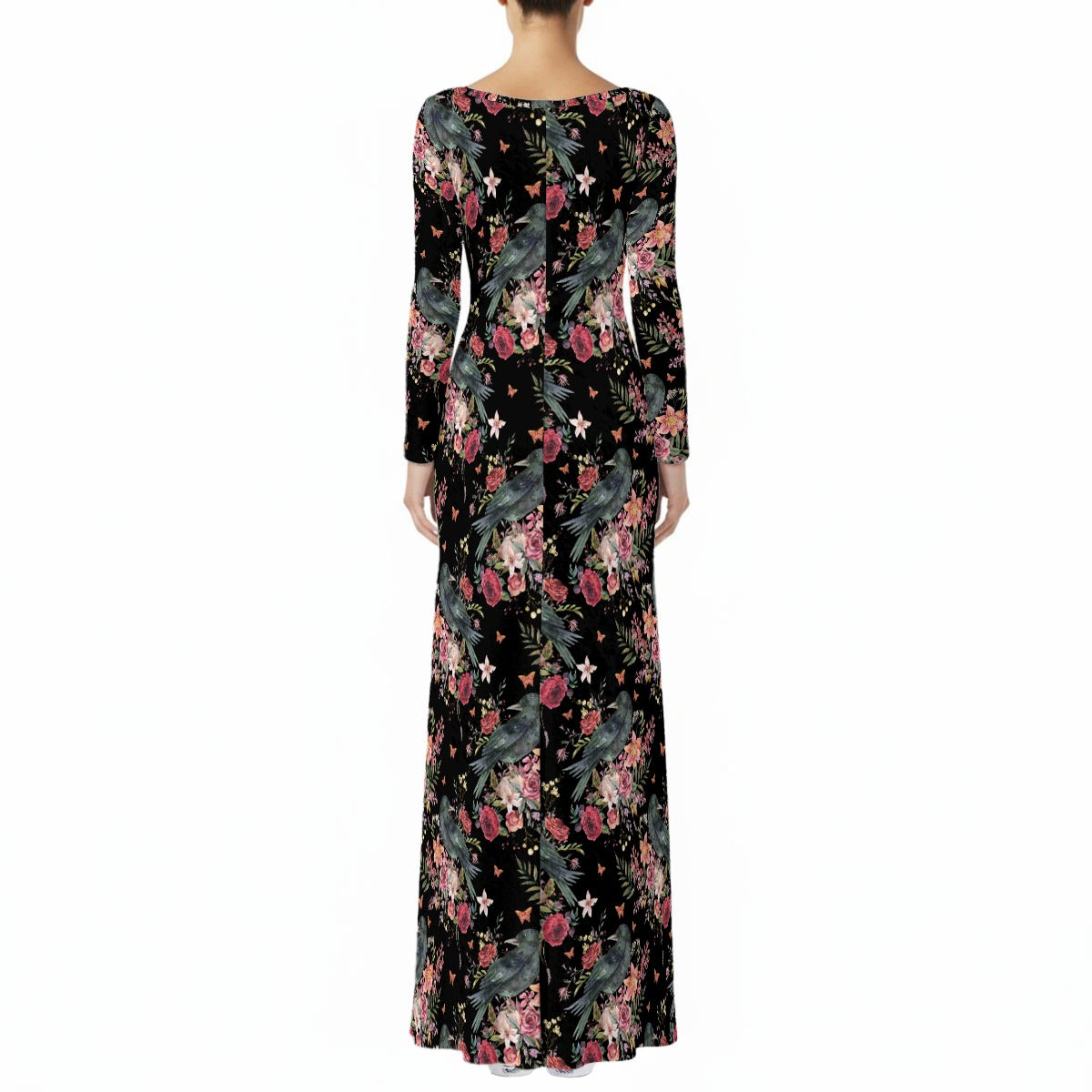 Crows in Garden Women's Velvet Shine Maxi Dress - Gothic Clothing