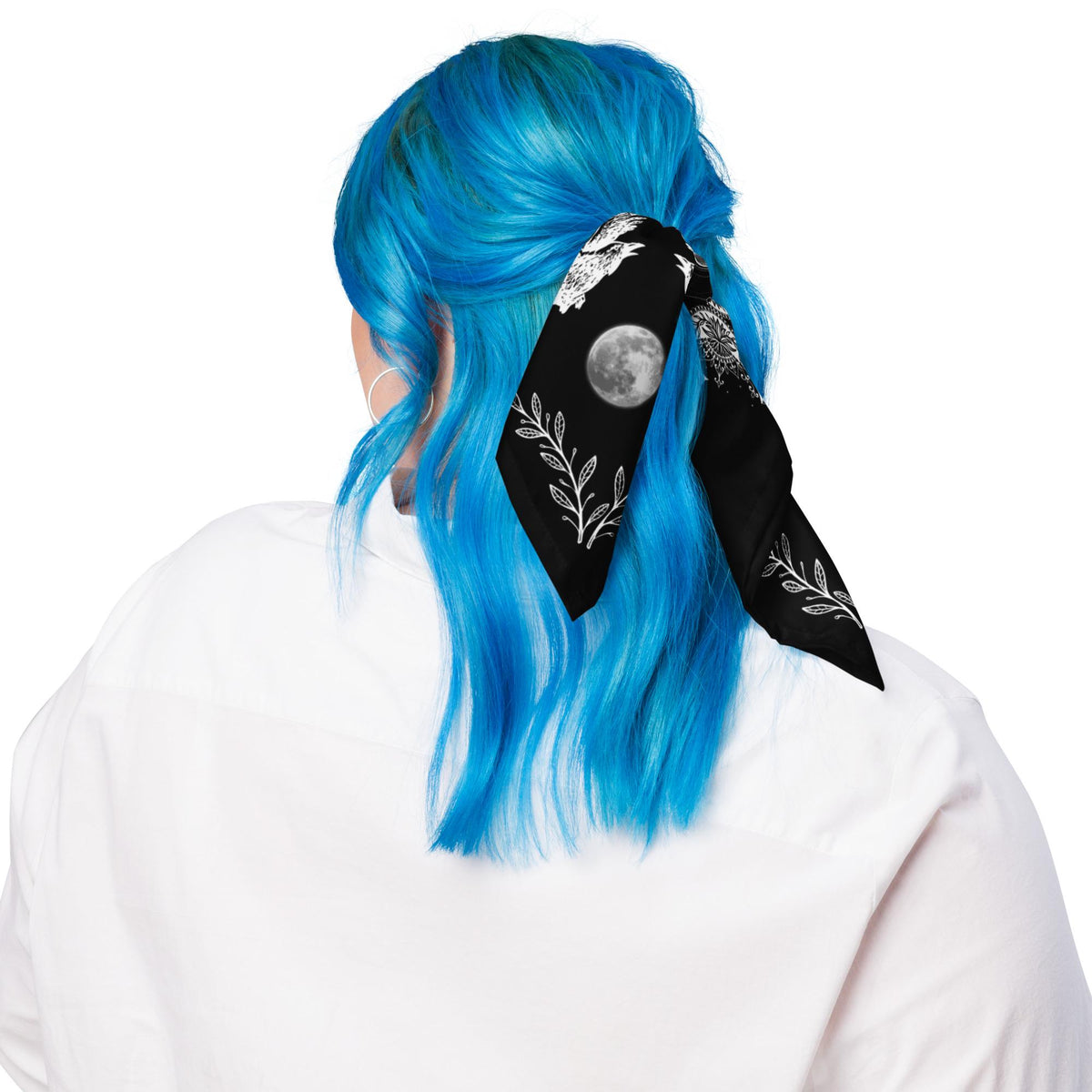 Moonphase Raven Bandana: Gothic Head Scarf, Witchy Neck Warmer