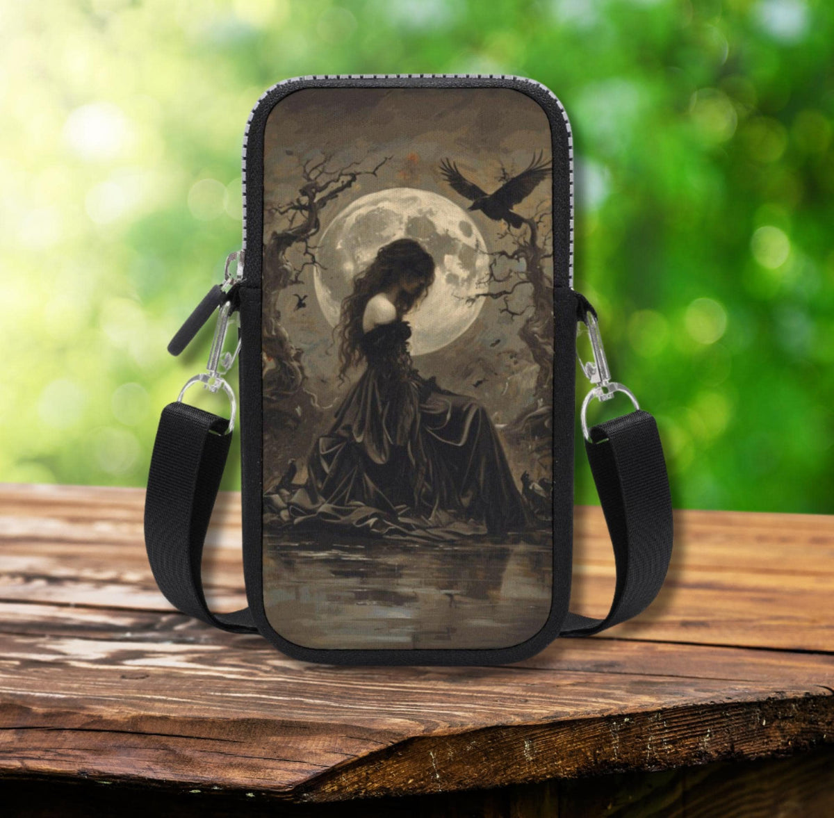 Morrigan Goddess Cell Phone Crossbody Bag: Mystical Irish Design