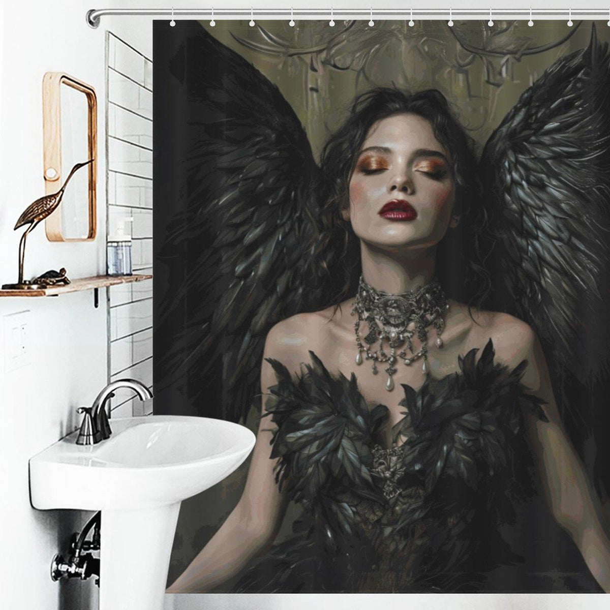 Goddess Lilith Shower Curtain: Witchy Whimsigoth Bathroom Decor
