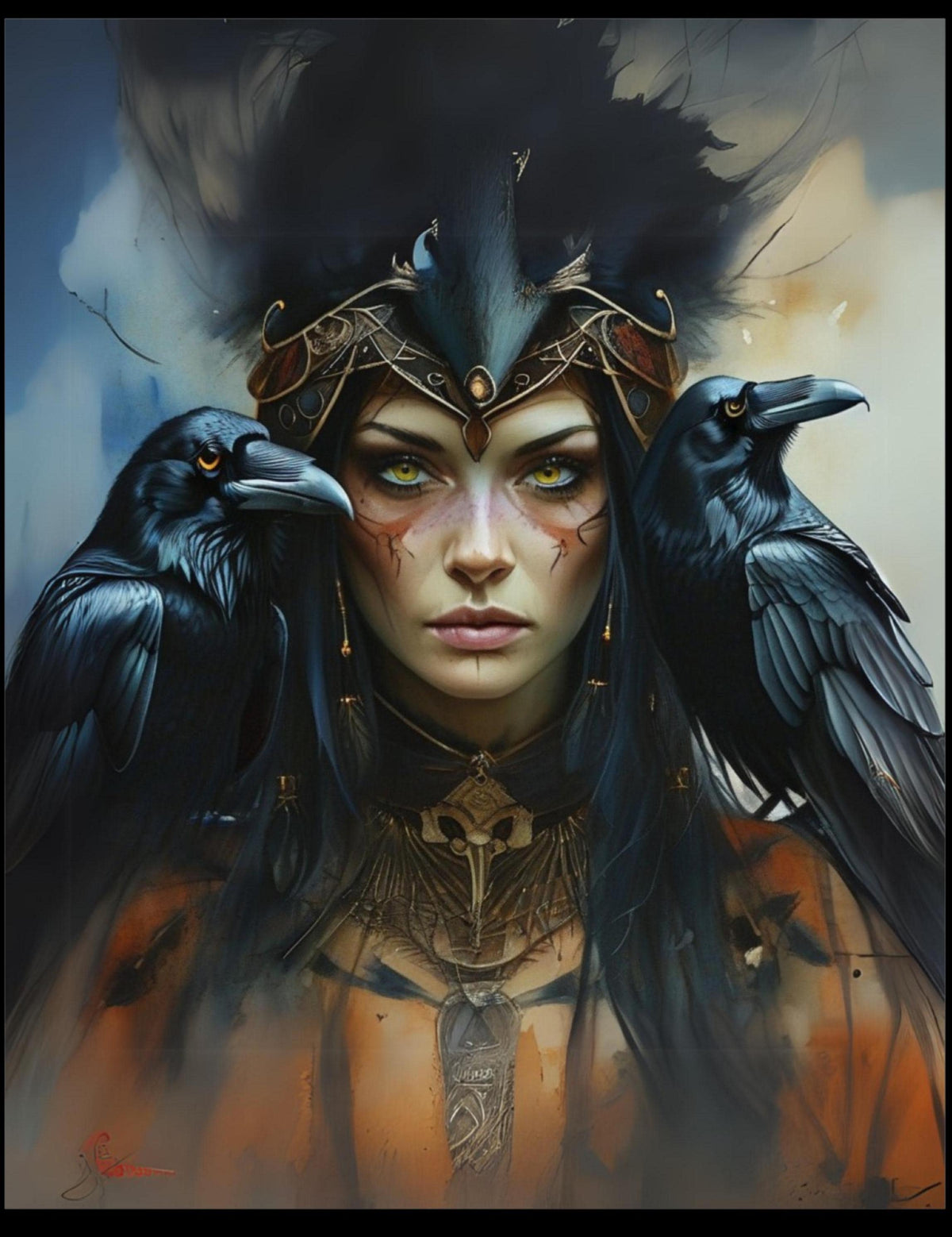 Morrigan Dark Art Print: Celtic Goddess, Raven, Pagan Decor (PDF)