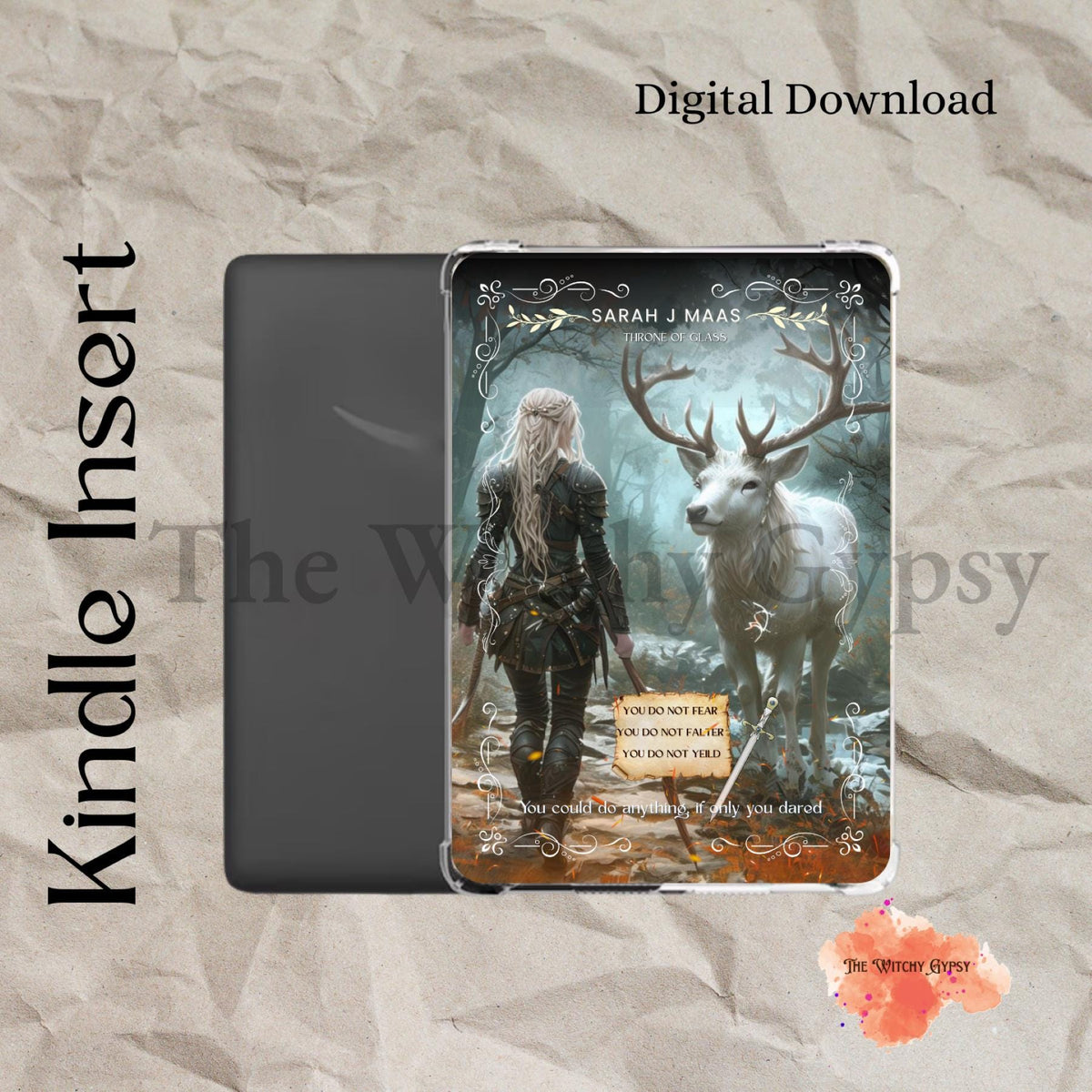Sarah J Maas TOG Bookish Merch Throne of Glass Kindle Insert Manon Blackbeak Reversible E-Reader Case 5x7 Kindle decorating Book Nook Decor