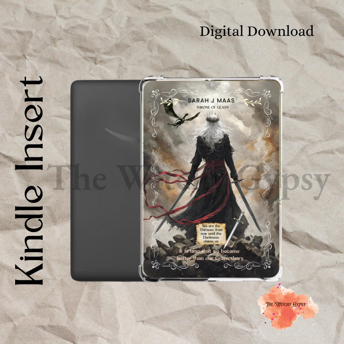 Manon Blackbeak Kindle Insert: Throne of Glass E-reader Case Design (Digital Download)