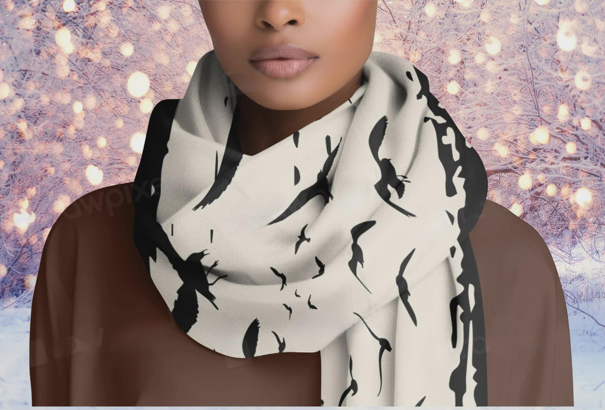 Murder of Crows Lightweight Scarf -Gothic Clothing, Witchy Shawl