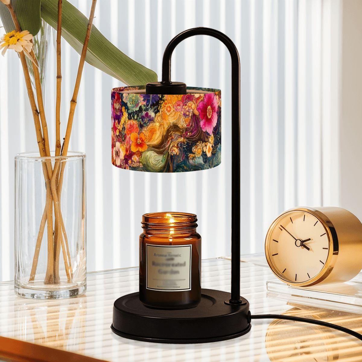 Personalized Fall Candle Gift Matron of Honor Gift Candle Favor Celestial Floral Candle Warmer Lamp Bohemian Night Lite 5th Anniversary Gift