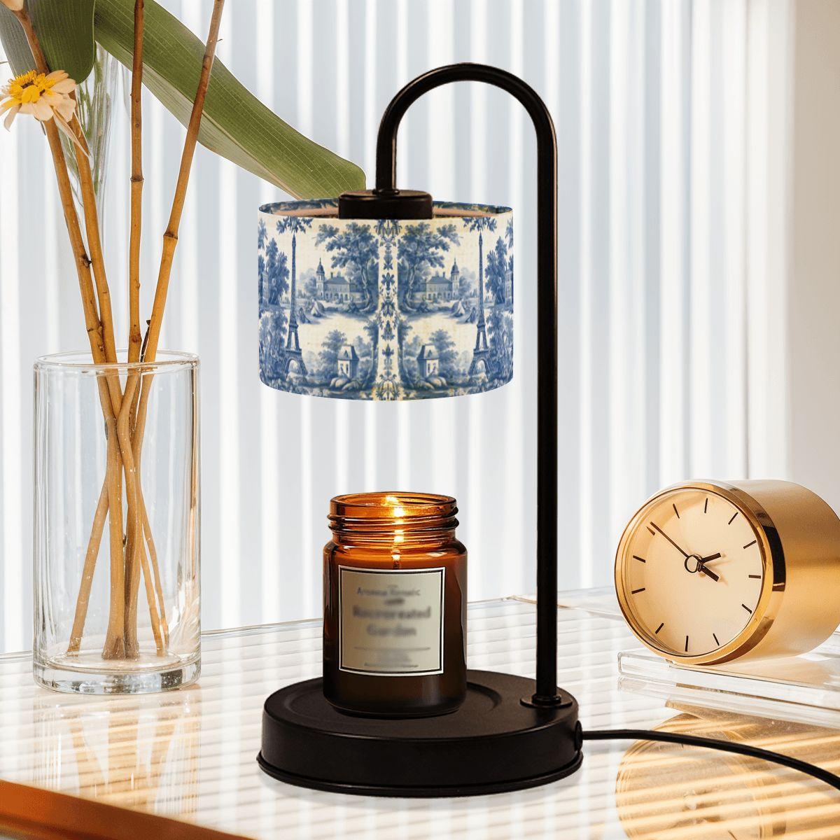 Personalized Gift for Bride to Be Vintage French Decor Idea for Bedroom Cozy Lighting Giftforher Blue Toile Candle Warmer Lamp with Remote