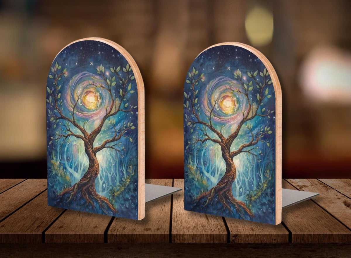 Witchy Bookends Book Lover Gift Idea for Teen Gift for the Holiday Tree of Life Wood Librarycore Office Decor Whimsi Mystical Booknook Decor