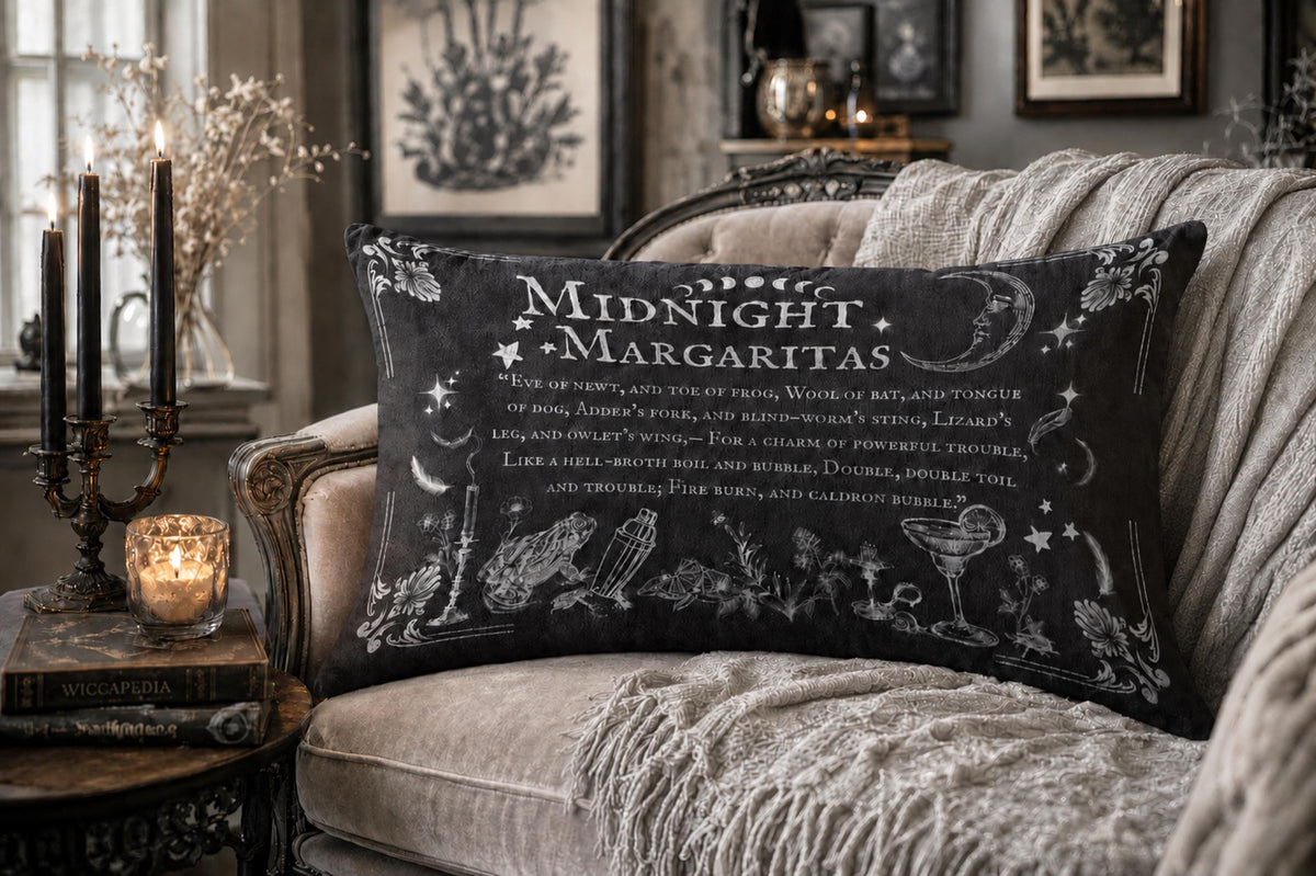 Witchy Halloween Vibes Home Gothic Decor Practical Magic Midnight Margaritas Velvet Pillowcase Witchcore Throw Gothic Pillowcase Giftforher