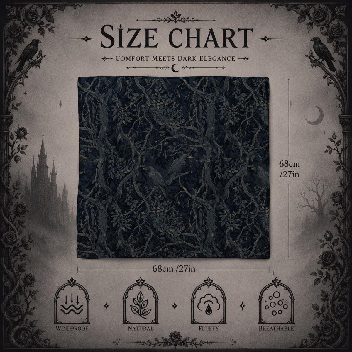 Corporate Goth Gift for you Crow Lovers Gothic Alt Clothing for Dark Academia Enthusiast William Morris Inspired Raven Witchcore Square