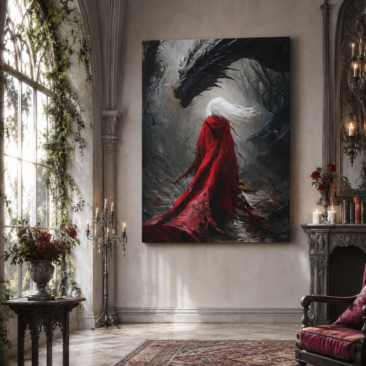 Manon Blackbeak and Dragon Fantasy Art Print Throne of Glass Inspired Digital Download Book Lover Sarah J Maas ACOTAR Inspired Wall Decor