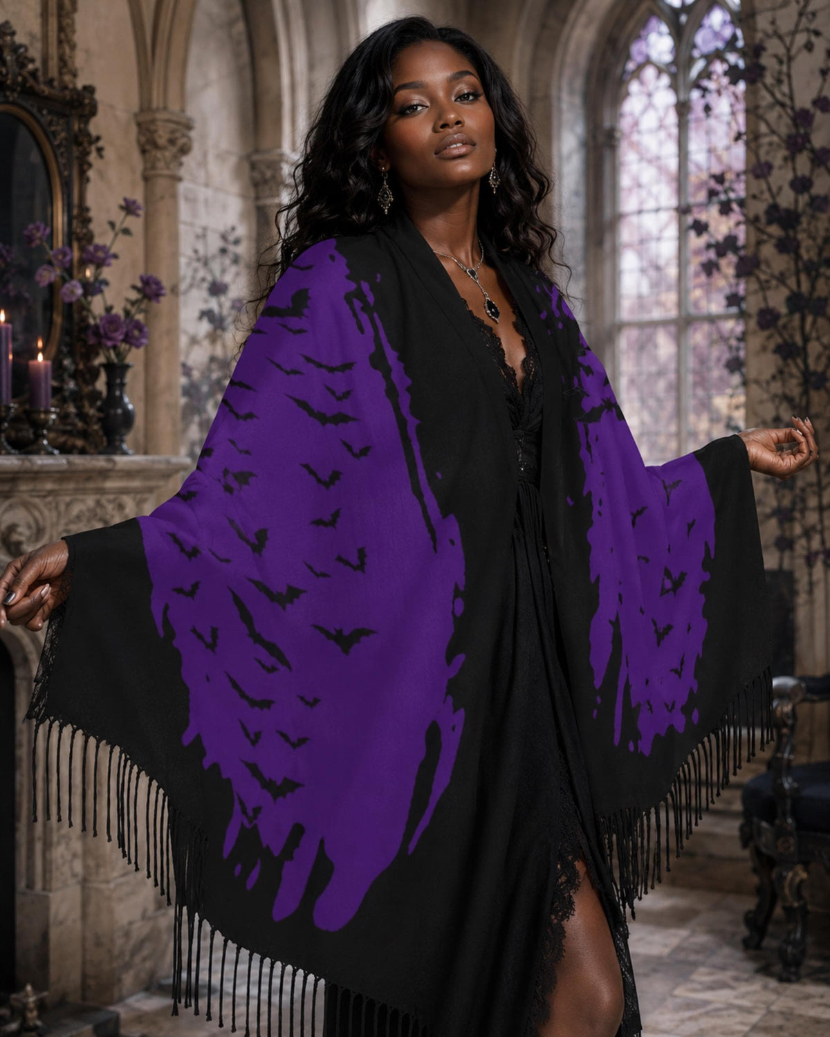 Fall Host Gift Idea for Halloween Pagan Bat Scarf Gift for Sister Dead Poets Society Wrap Goth Merch for the Holidays Witchy Bat Shawl Wrap