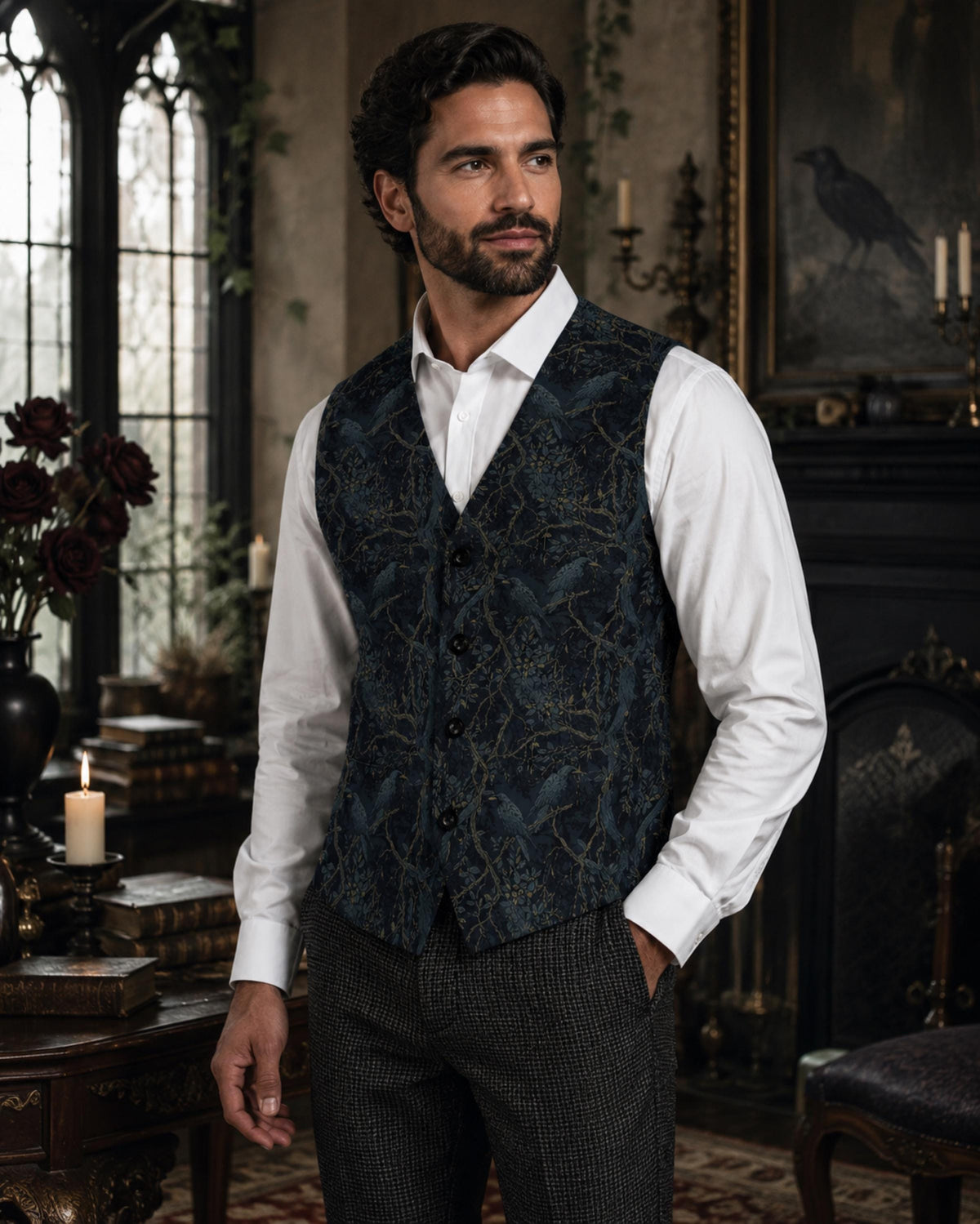 Ren Faire William Morris Inspired Wedding Guest Father of the Bride Gift for Dad Dark Academia Goth Victorian Vest Groomsman Cool Dads Club