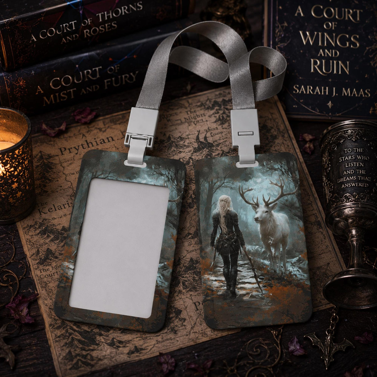 Bookish Lanyard Gift Idea for Throne of Glass Readers Sarah J Maas Badge Holder Teacher Appreciation Back to School Gift for Nurse Necklace