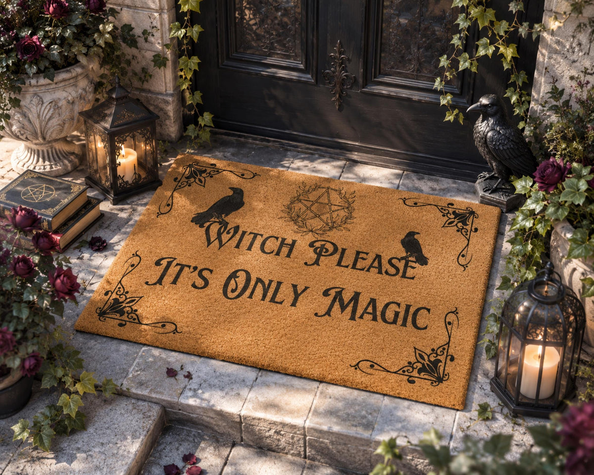 Pagan Decor Gift Idea Fall Host Gift Goth Fall Halloween Doormat Practical Magic Gothic Rug Whimsy Whimsy Goth Witch Please Coir Doormat