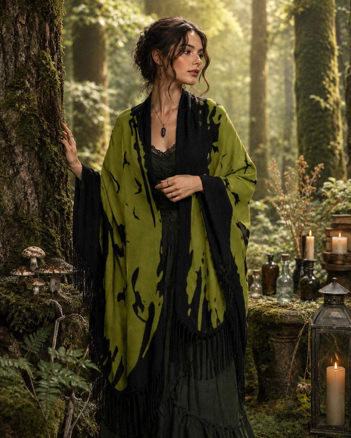 Witchy Gifts for Teen Girl Gifts for Mom Halloween Goth Winter Raven Wrap Witchy Clothing Murder of Crows Scarf Red Crow Gothic Witchy Wrap