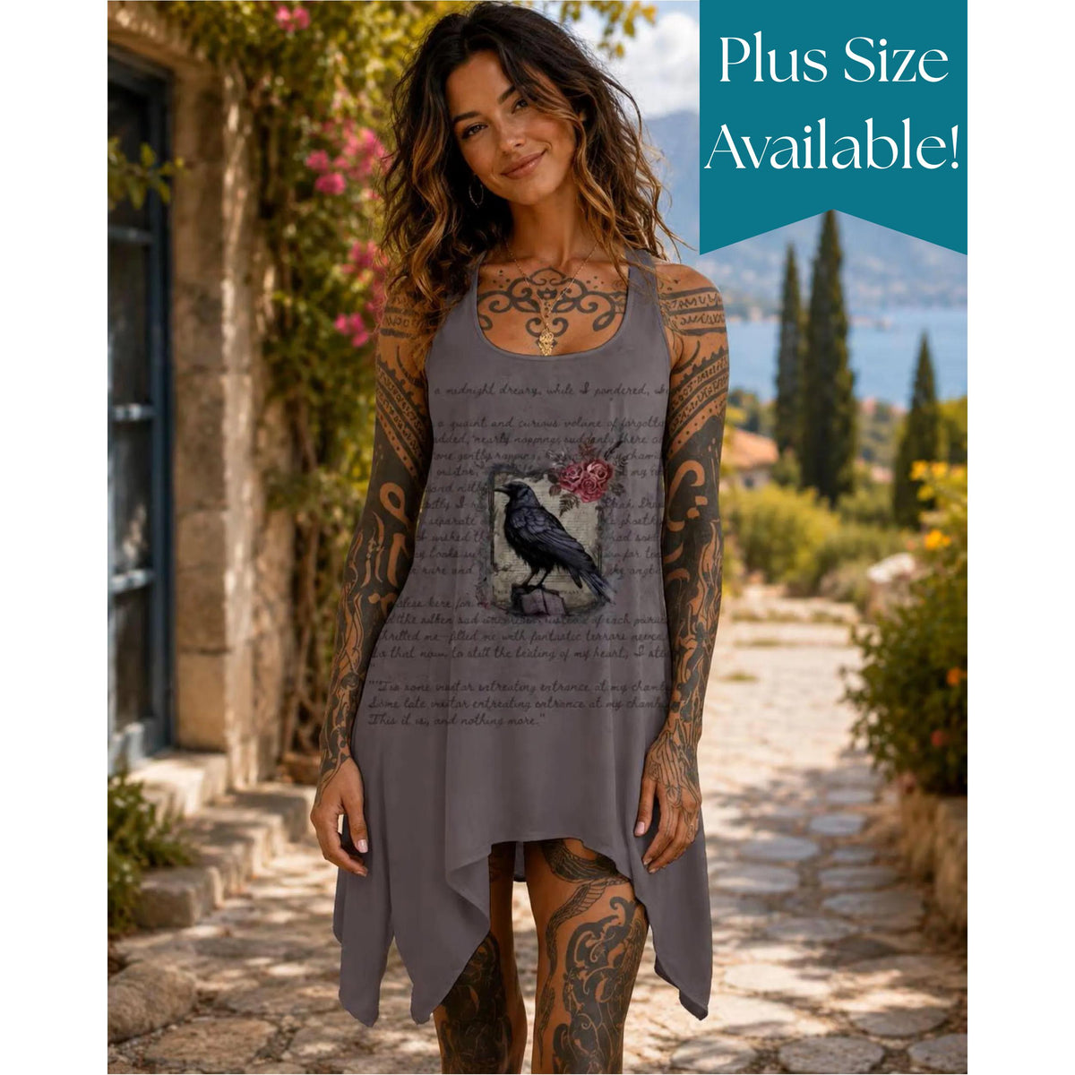Crow Gothic Grunge Clothing Vintage Book Tee Aesthetic Clothing Raven Tank Spaghetti Strap Top Edgar Allan Poe Inspired Yoga Sport Clothes