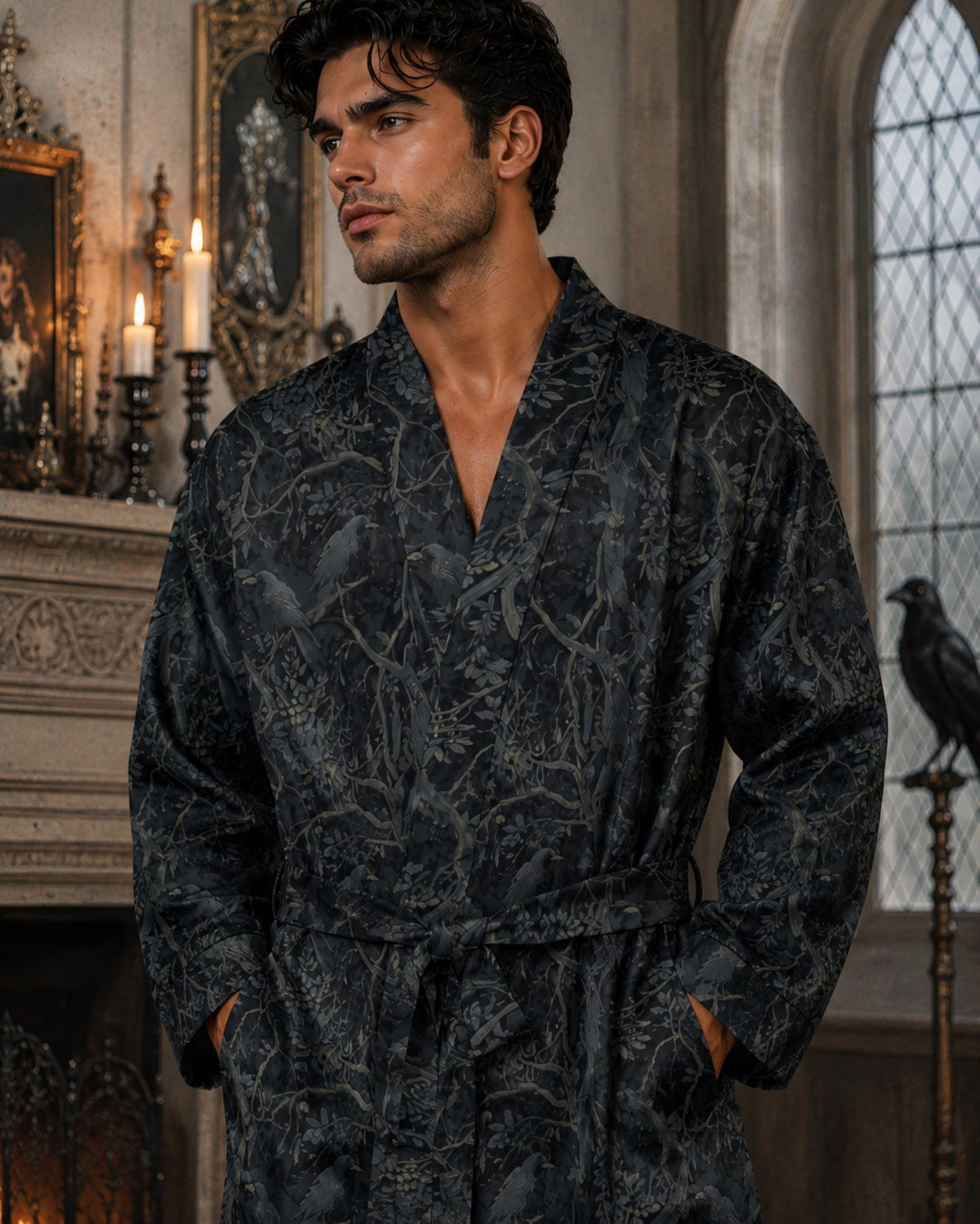 Dark Romance 18th Birthday Gift for Boyfriend William Morris Crow Goth Clothing for Grandpa Dark Academia Pajamas 5th Anniversary Gift