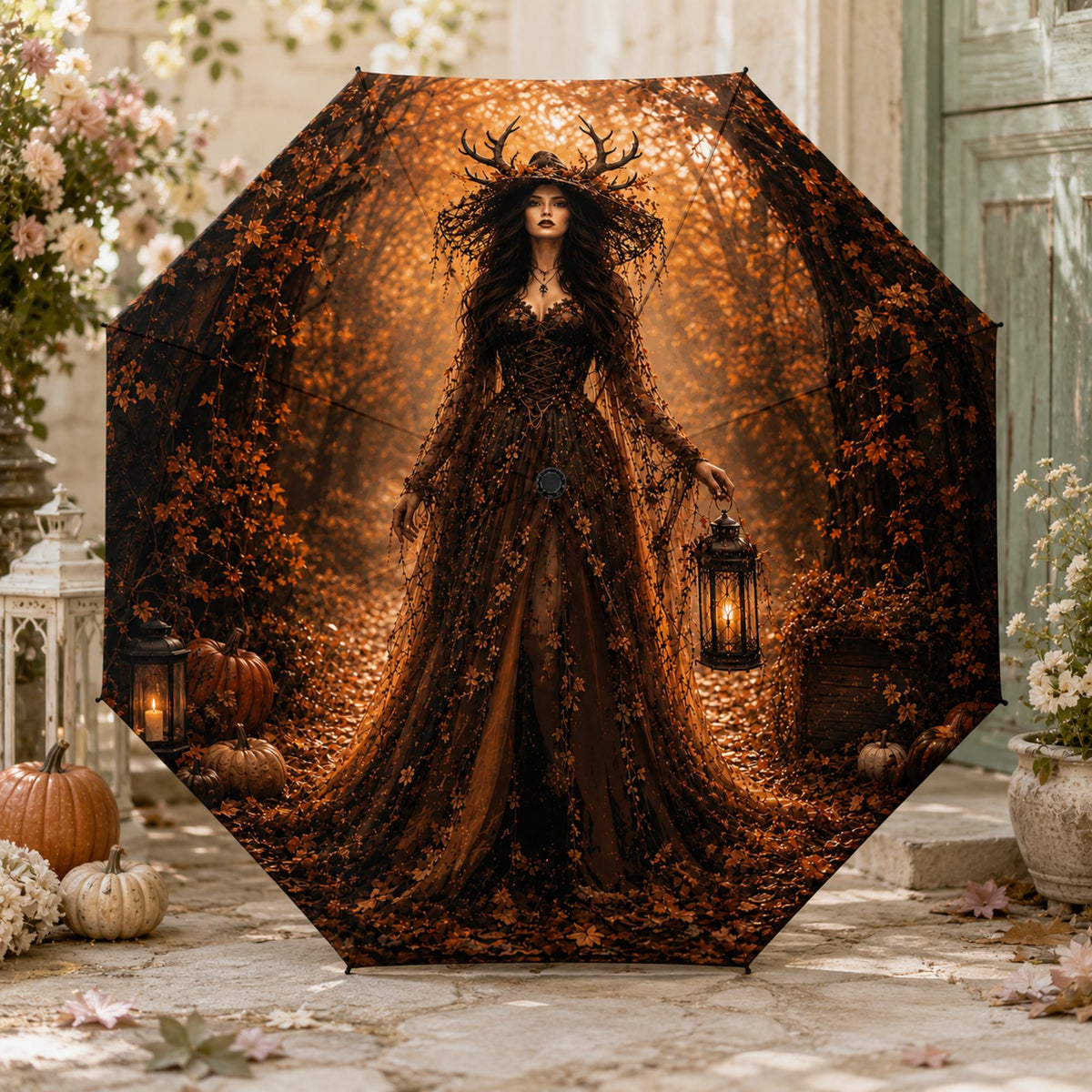 Girly Halloween Autumn Goth Girl Birthday Gift Spooky Witchy Holiday Essentials Elen of the Way Witch Umbrella Witchcore Practical Magic