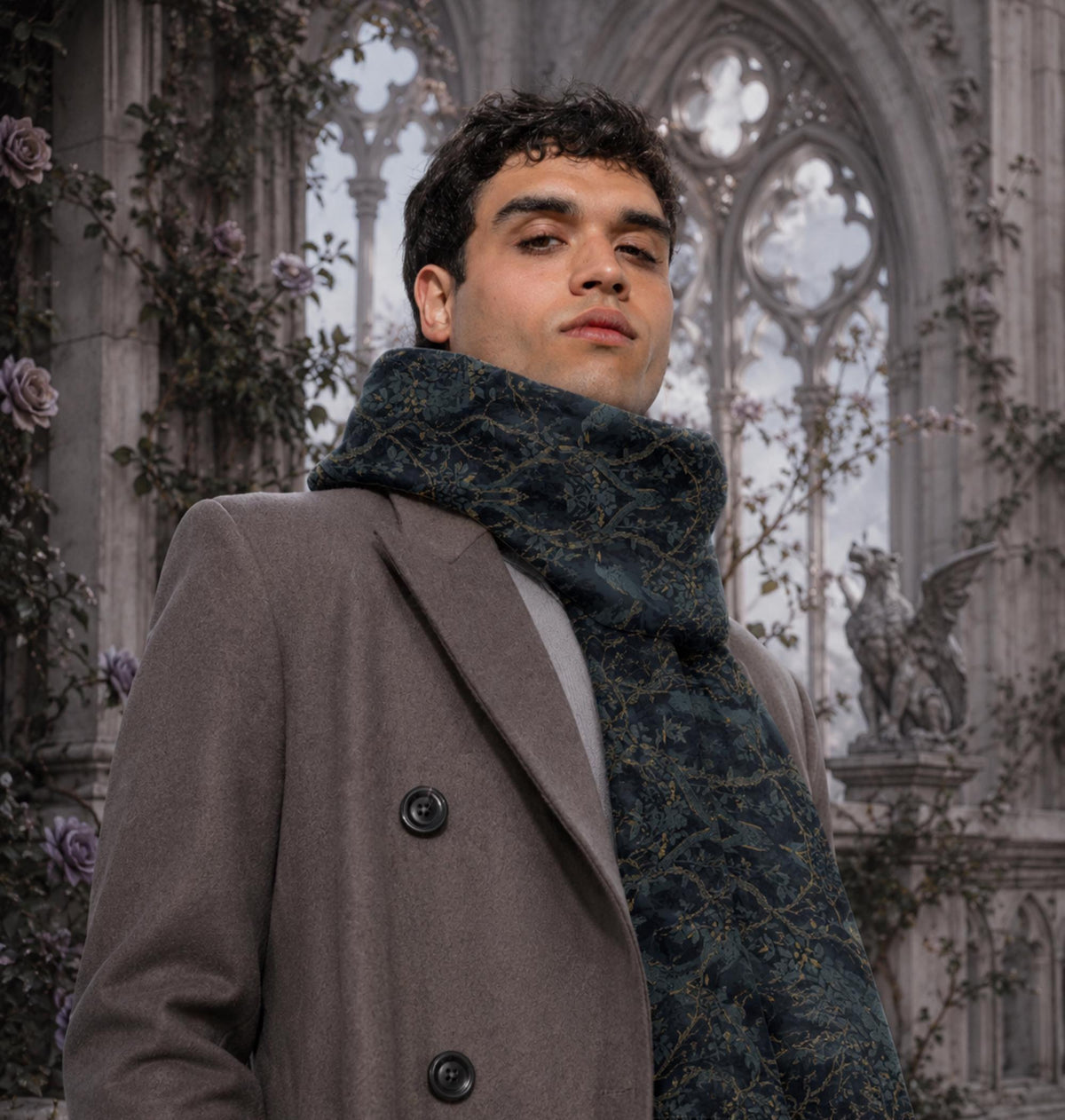 Fall Fashion Gift for Him William Morris Inspired Lightweight Dark Academia Shawl Crow Wrap Men & Women Designer Scarf Fashion Accessory