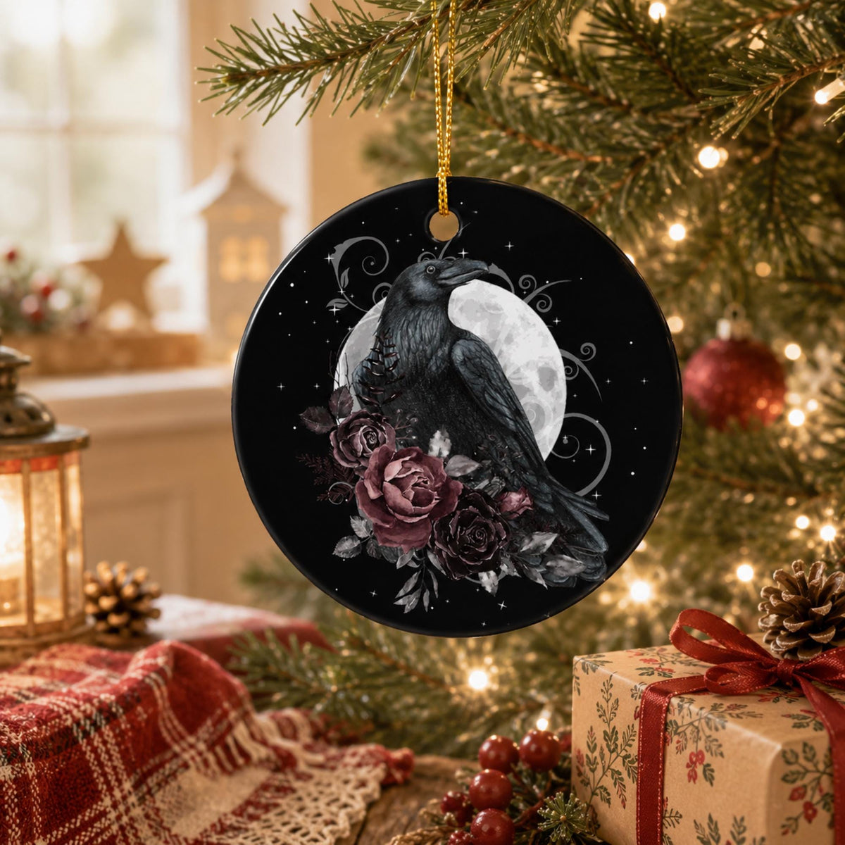 Pagan Holiday Crow Lover Gift for Witch Bestie Whimsi Ornament Witch Yule Decoration for Christmas Raven Bobble Yule Ball Festivities Decor