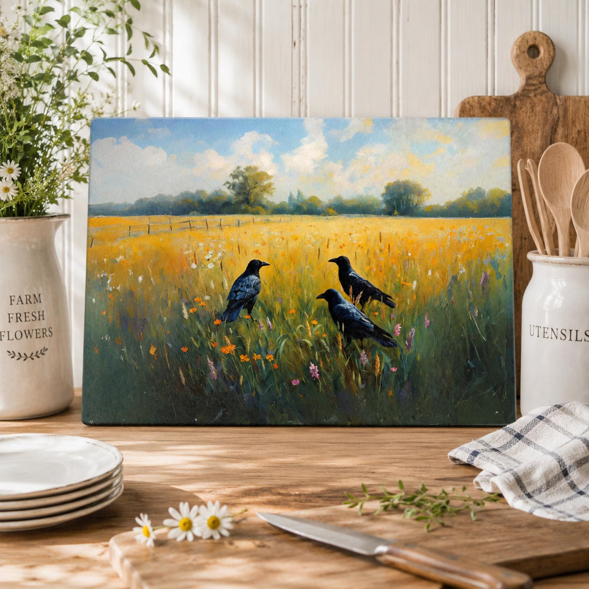 Cottagecore Farmhouse Gift Idea for Crow Lover Kitchen Witch Idea for Autumn Host Gift Fairytale Castle Storybook Decor for Whimsical Home