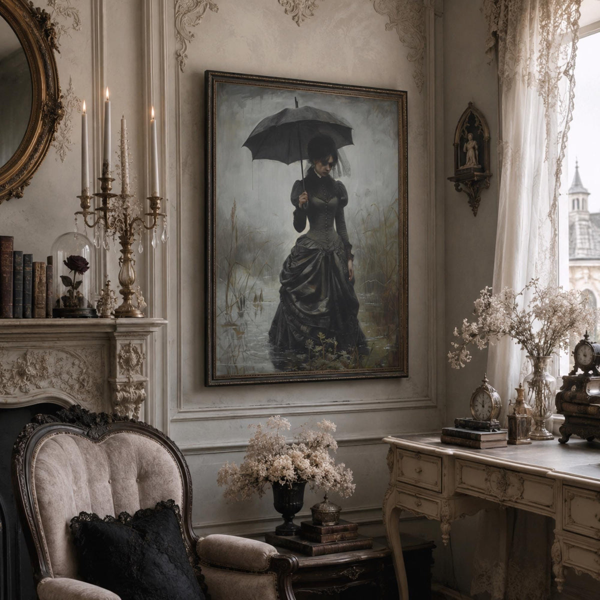 Dark Romance Gothic Home Wall Art Idea for Entryway Victorian Lady Art Print Download Witchcore Aesthetics Gift Idea for Mom Halloween Decor