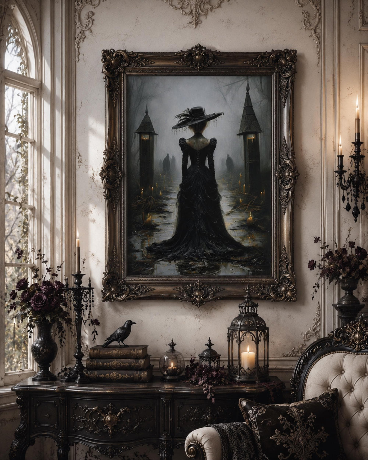 Gothic Wall Art Halloween Gift Idea for the Holidays Witchcore Aesthetics Home Office Decor Witchy Vibes Victorian Lady Vintage Decor PDF