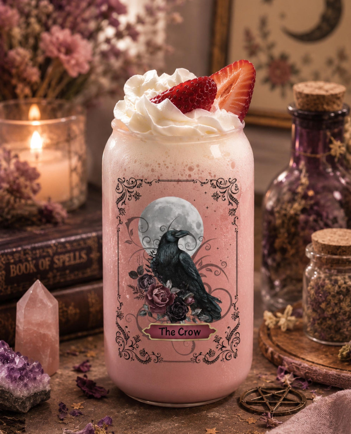 Witchy Fall Cup Gift Idea for Halloween Party Favors Crow Lover Bestie Gift For Birthday Crow Tarot For Witchy Mom Girlfriend Beer Can Glass