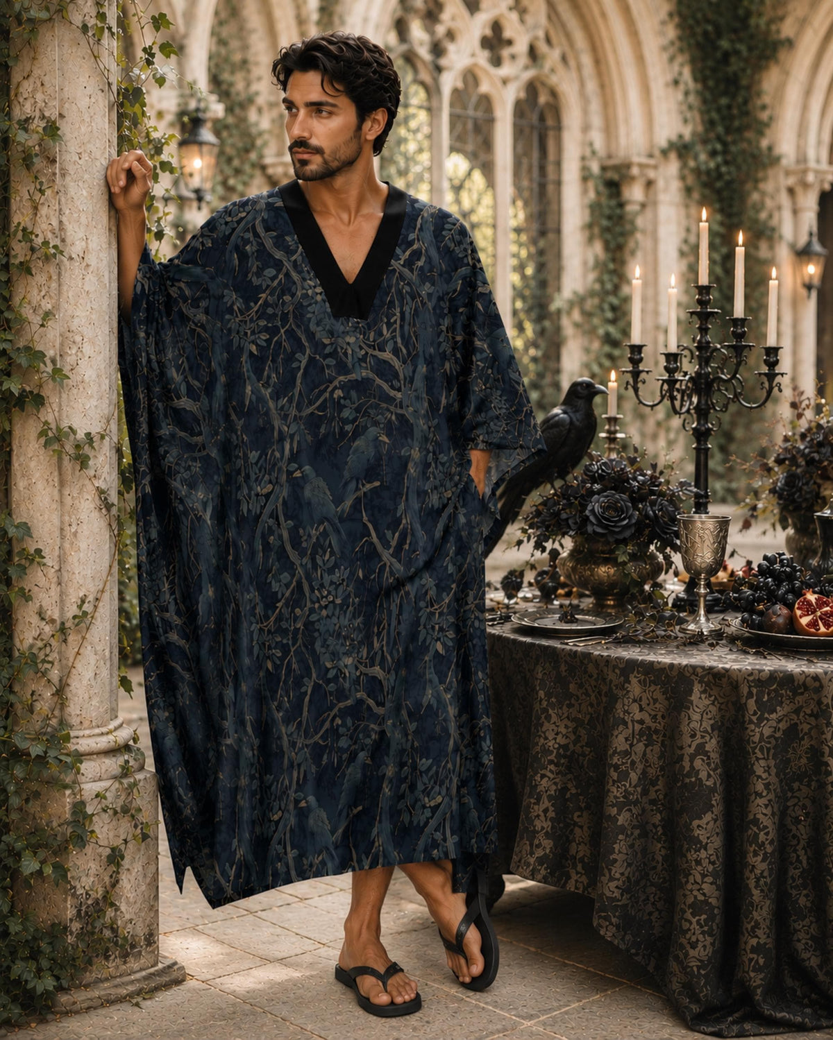 Grooms Guest Wedding Outfit for Men Alternative Vacation Clothing Egyptian Kaftan Beach Cover Up Dark Academia Butterfly Sleeve Men's Kurta