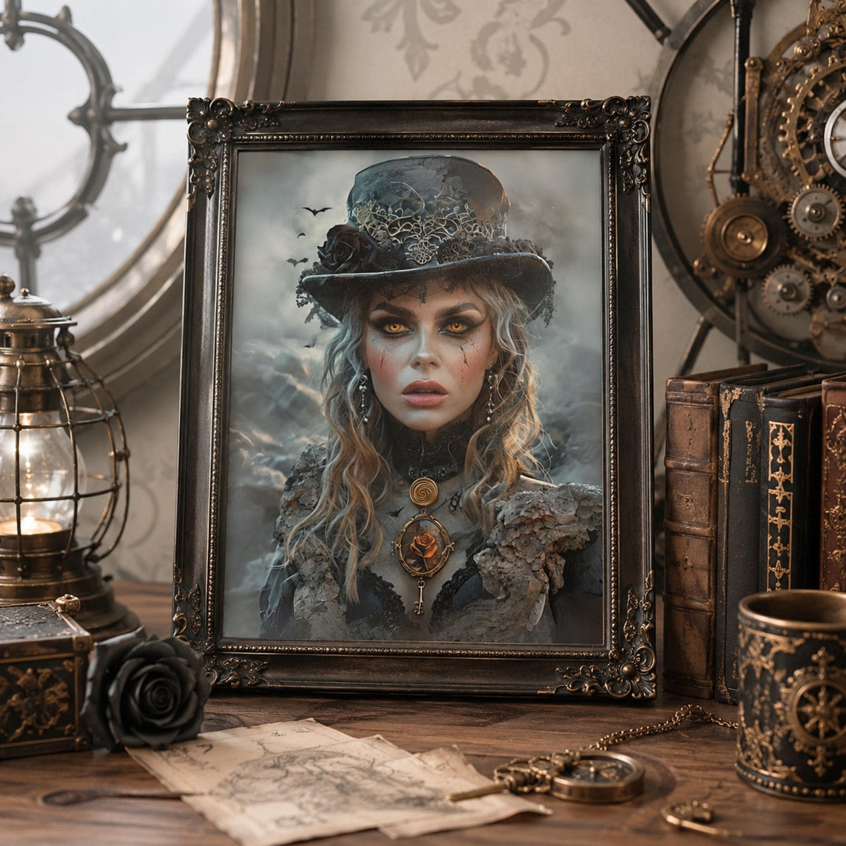 Steampunk Art Vintage Decor Halloween Gift for the Holidays Witchcore Aesthetics Gothic Lady Wiccan Gift Digital Download Witchy Wall Decor