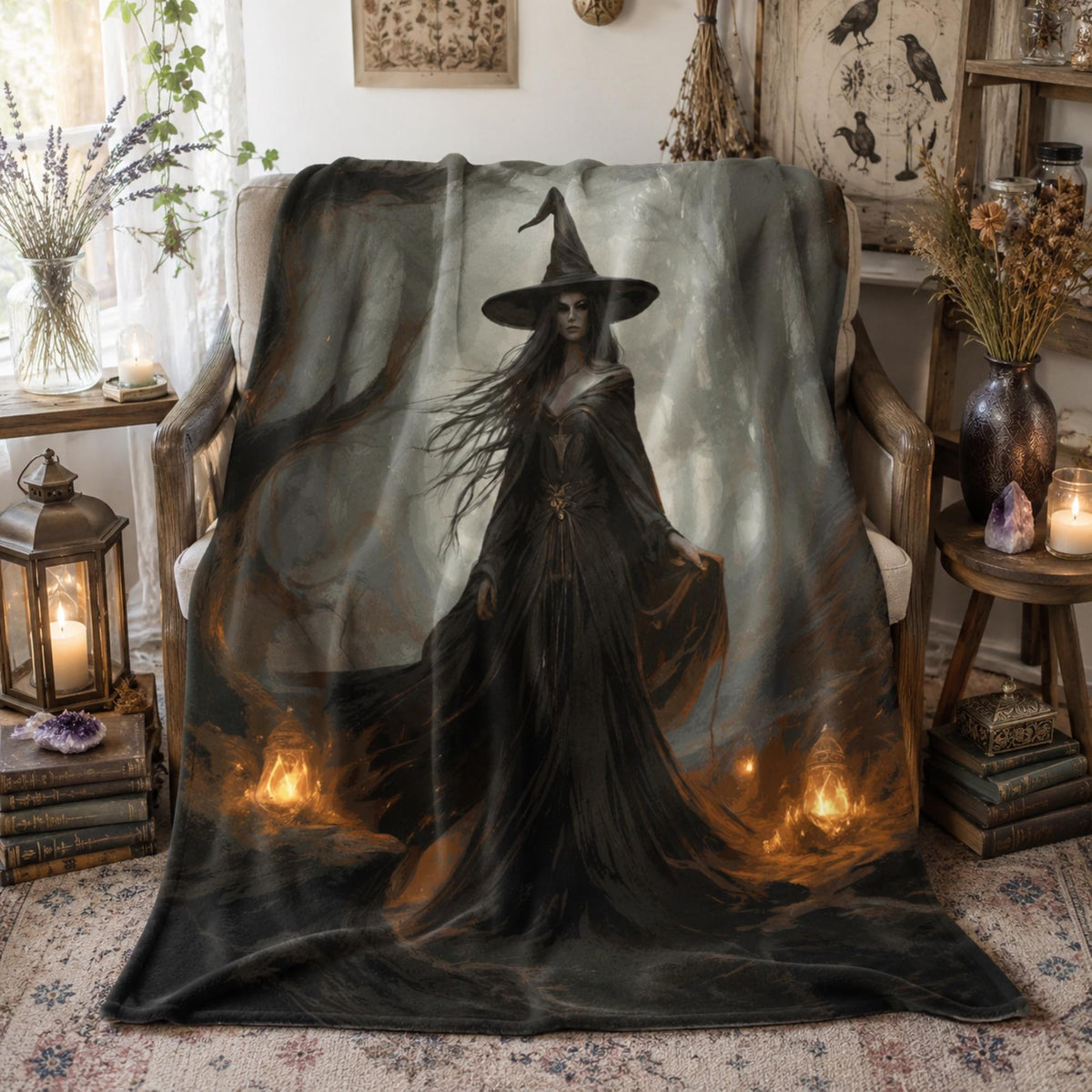 Halloween Fall Host Gift for the Holidays Witchy Decor Birthday Gift For Bestie Gothic Moon Goddess Sherpa Witch Wiccan Throw for Altar Room