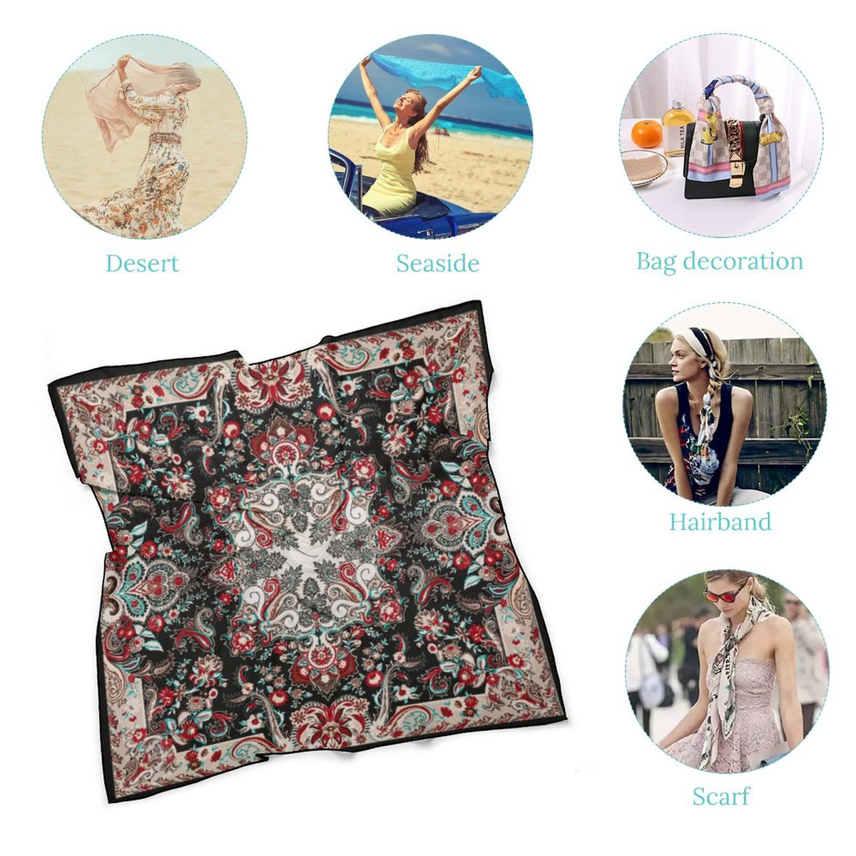 Paisley in Black Women's Scarf, a fabulous explosion of multicolored fun pattern!