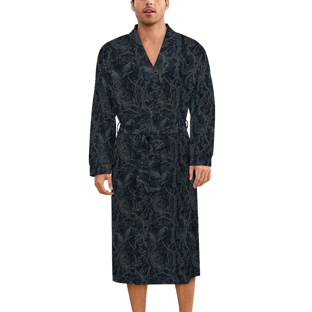 William Morris Inspired Crow Men's Adult Robe - Dark Academia Clothing