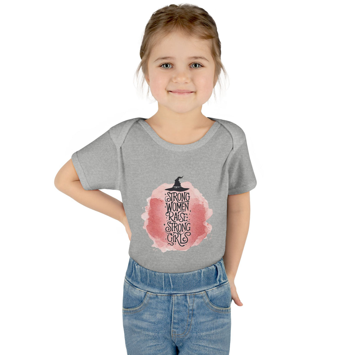 Strong Woman Raise Strong Girls Infant Bodysuit: Witchy Feminist Baby Tee