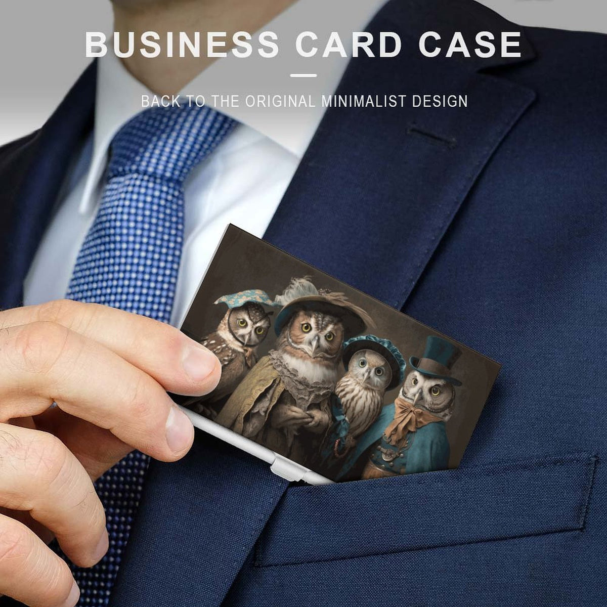 Victorian Owl Family Business Card Holder