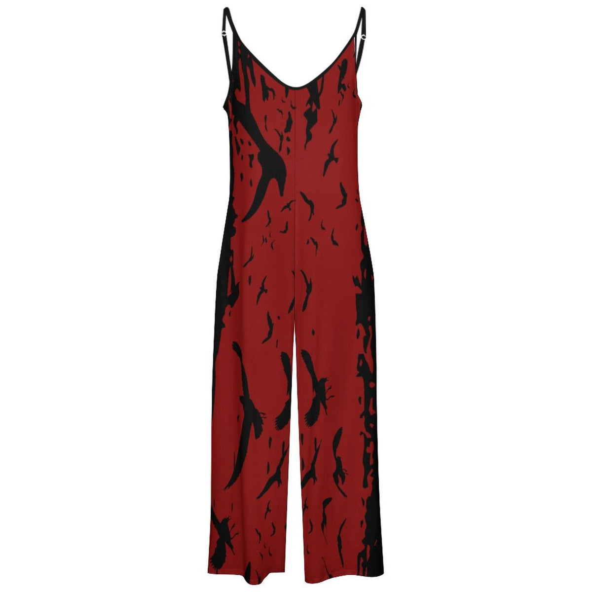 Murder of Crows in Oxblood Suspender Jumpsuit, Witchy Clothing