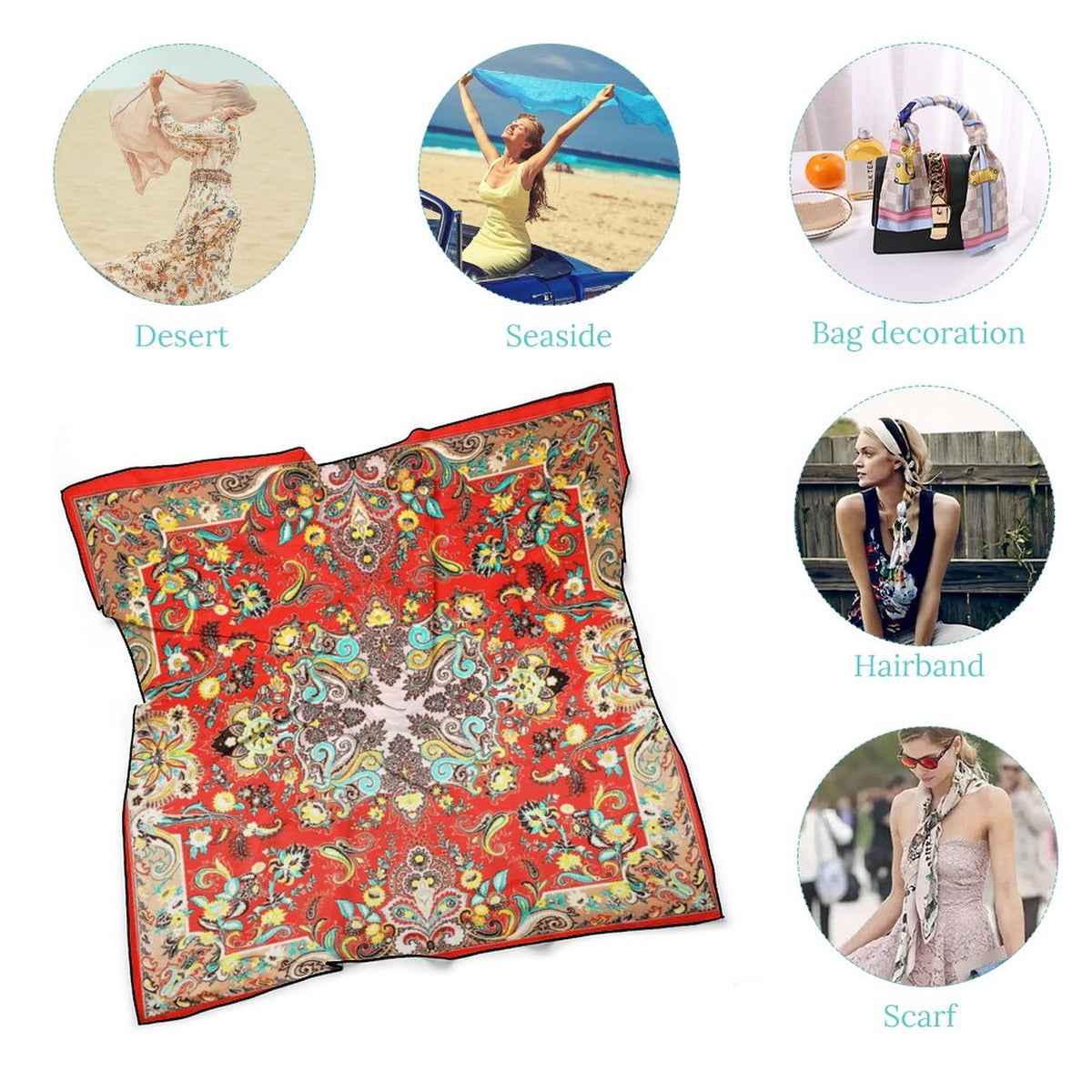 Paisley in Red Women's Scarf, a fabulous explosion of multicolored fun pattern!