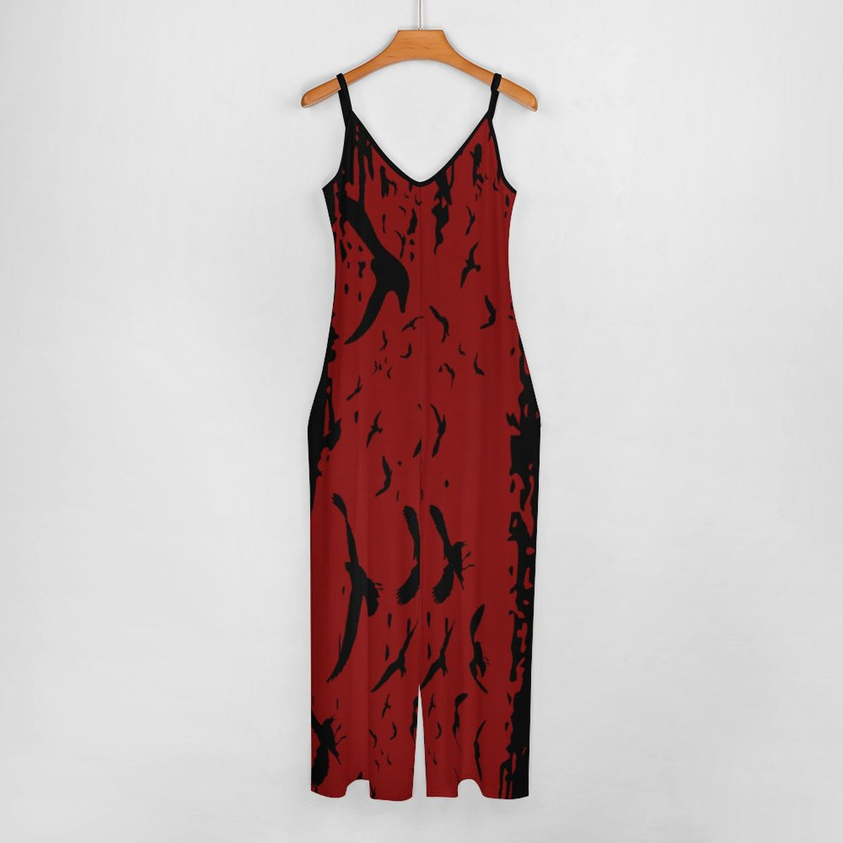 Murder of Crows in Oxblood Suspender Jumpsuit, Witchy Clothing