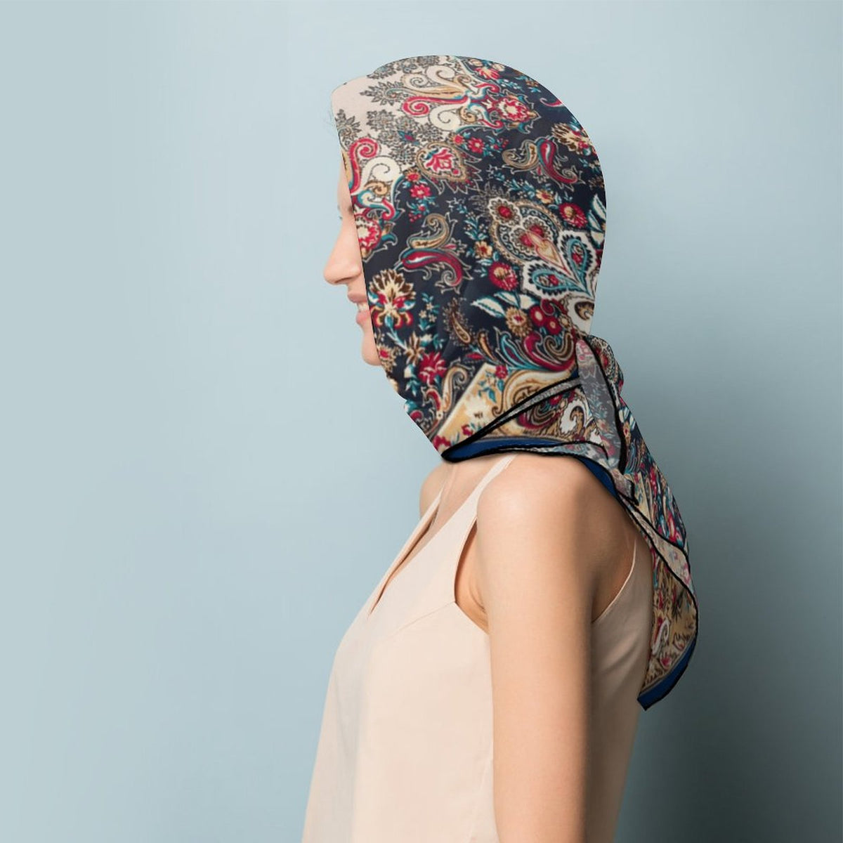 Paisley in Navy Women's Scarf, a fabulous explosion of multicolored fun pattern!