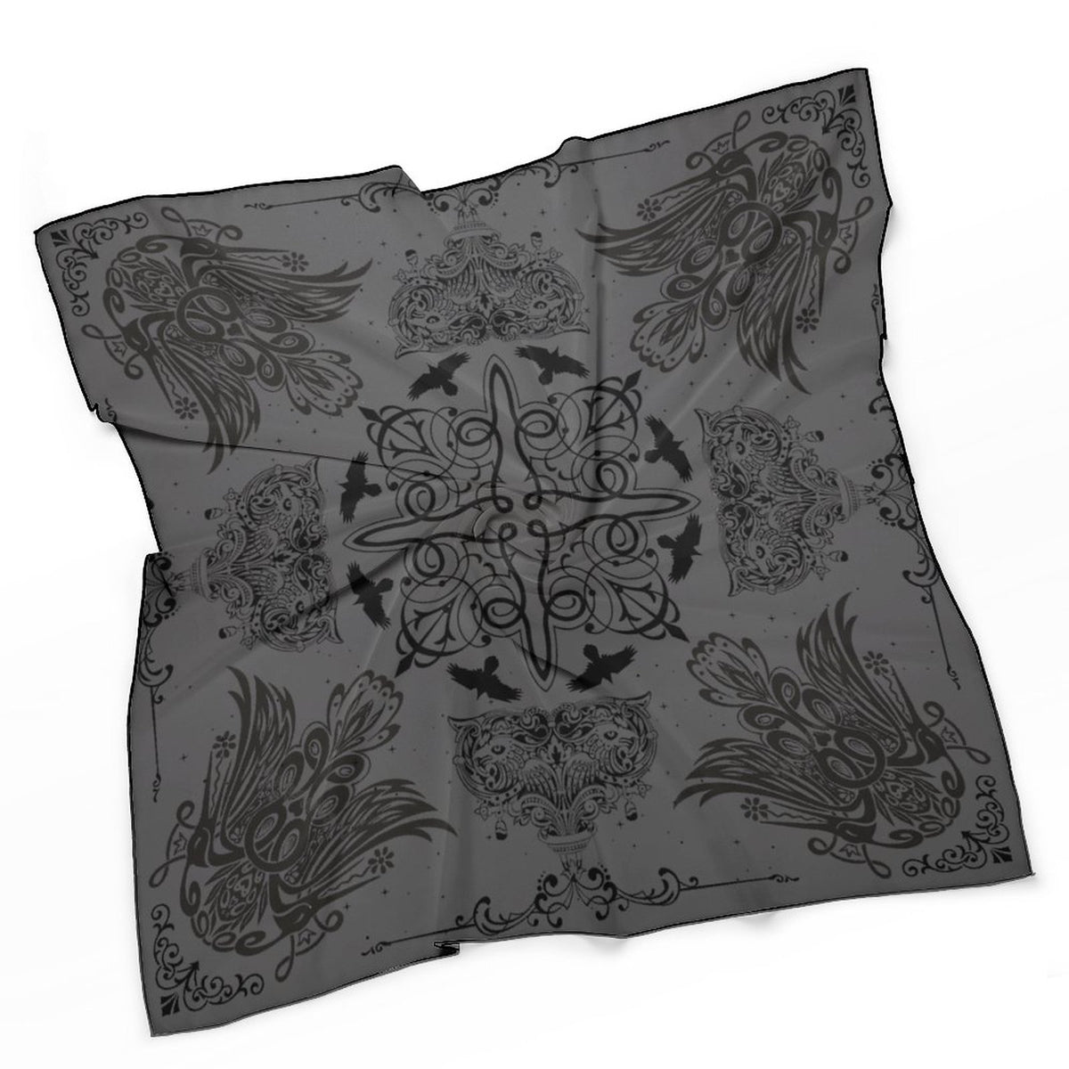 Gothic Crows New Fall 25 Colors Crow Scarf, Storm Grey Goth soft crow sarf, Crow printed handkerchief, Raven bandana headscarf Crow lover