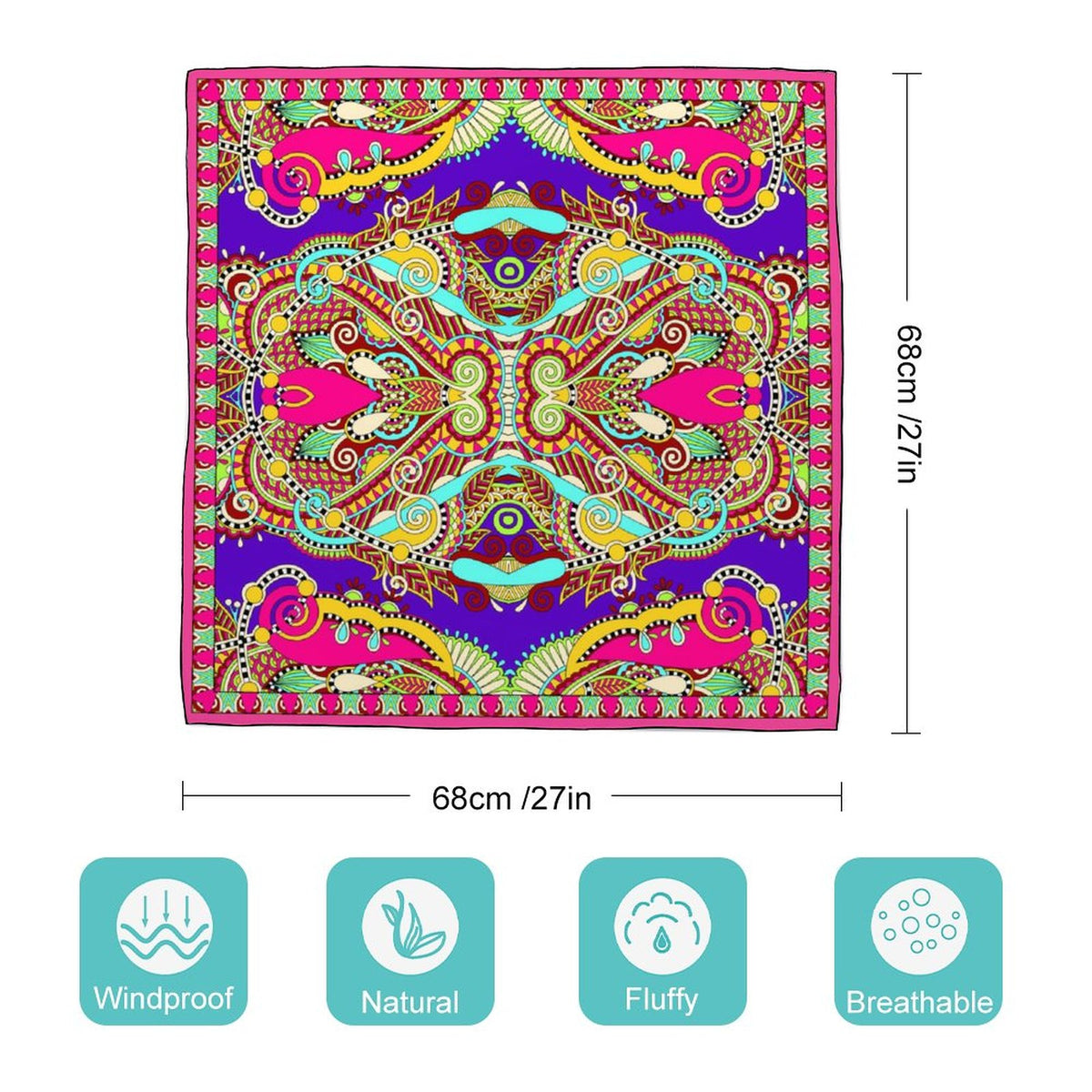 Hot Pink Women's Bohemian Scarf, a fabulous explosion of multicolored fun pattern!