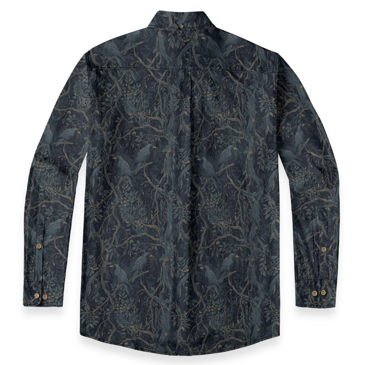 William Morris Inspired Crow Casual Lapel Long Sleeve Shirt/ 100% Cotton