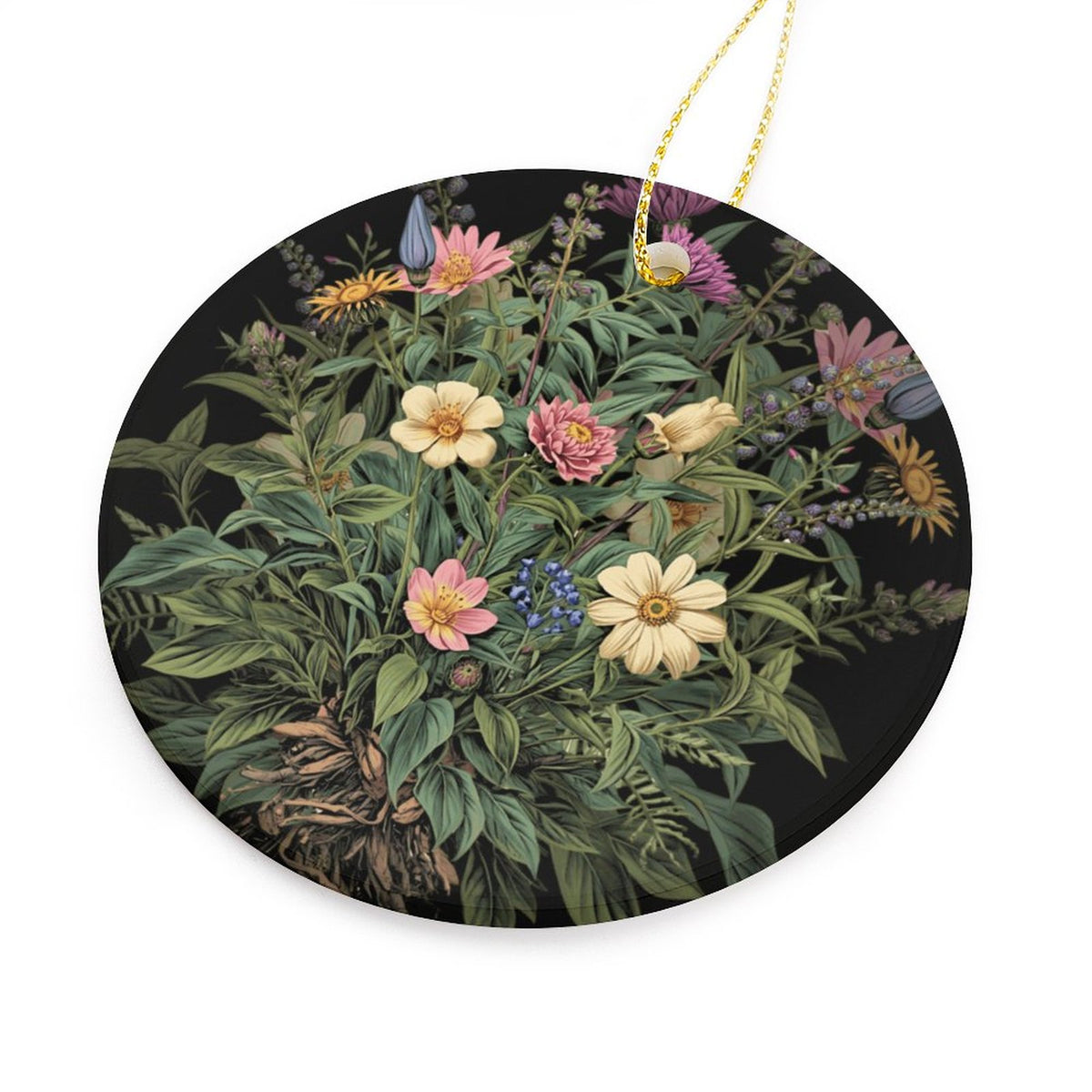 Poisonous Witchcraft Floral Ceramic Christmas Ornament - Pagan Holiday Decor