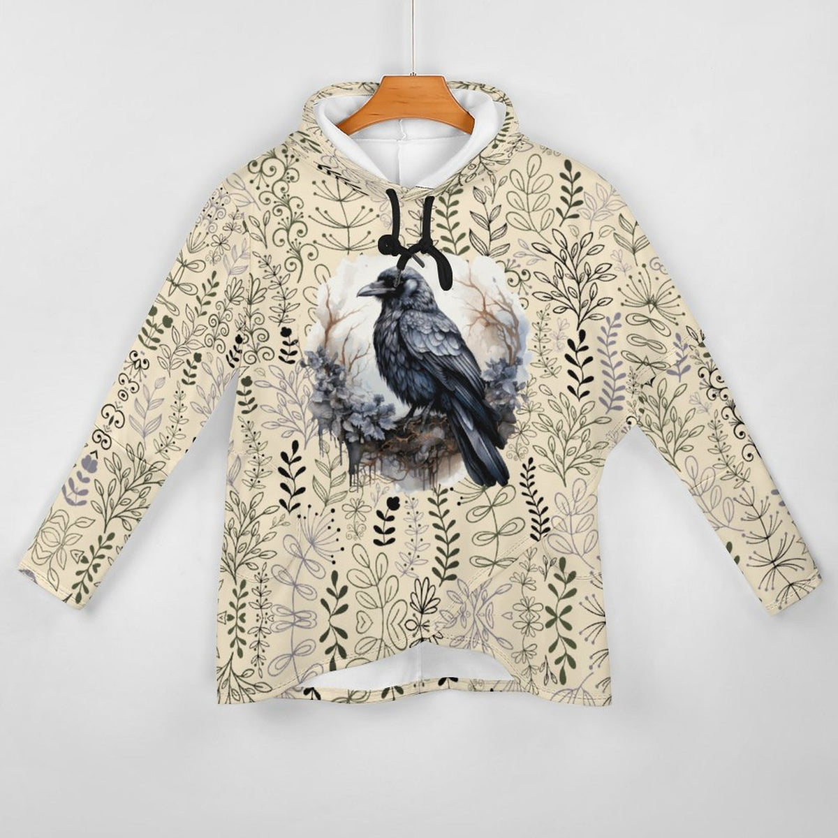 230gsm Poncho-style Long Sleeve Women Hoodie with Irregular Hem DS001 (All-Over Printing)