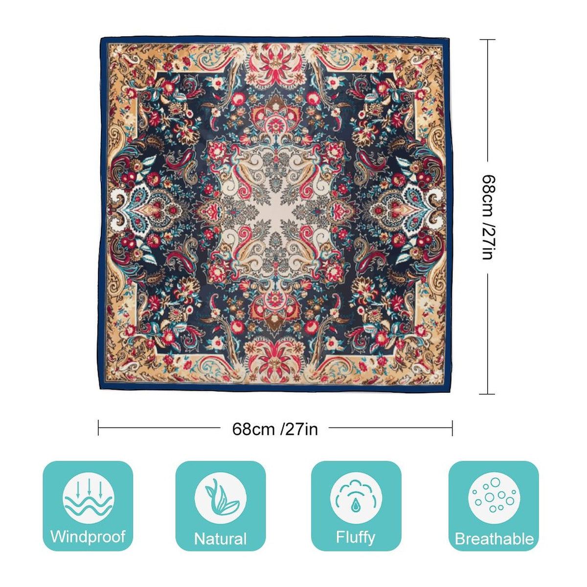 Paisley in Navy Women's Scarf, a fabulous explosion of multicolored fun pattern!