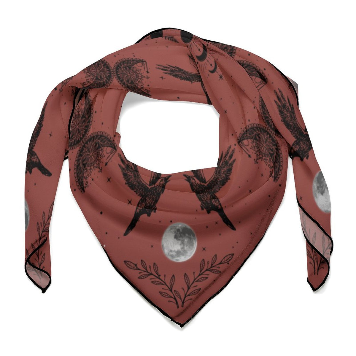 Celestial Crows New 25 Fall Colors Scarf, Chili Oil Magic Moons Altar Cloth