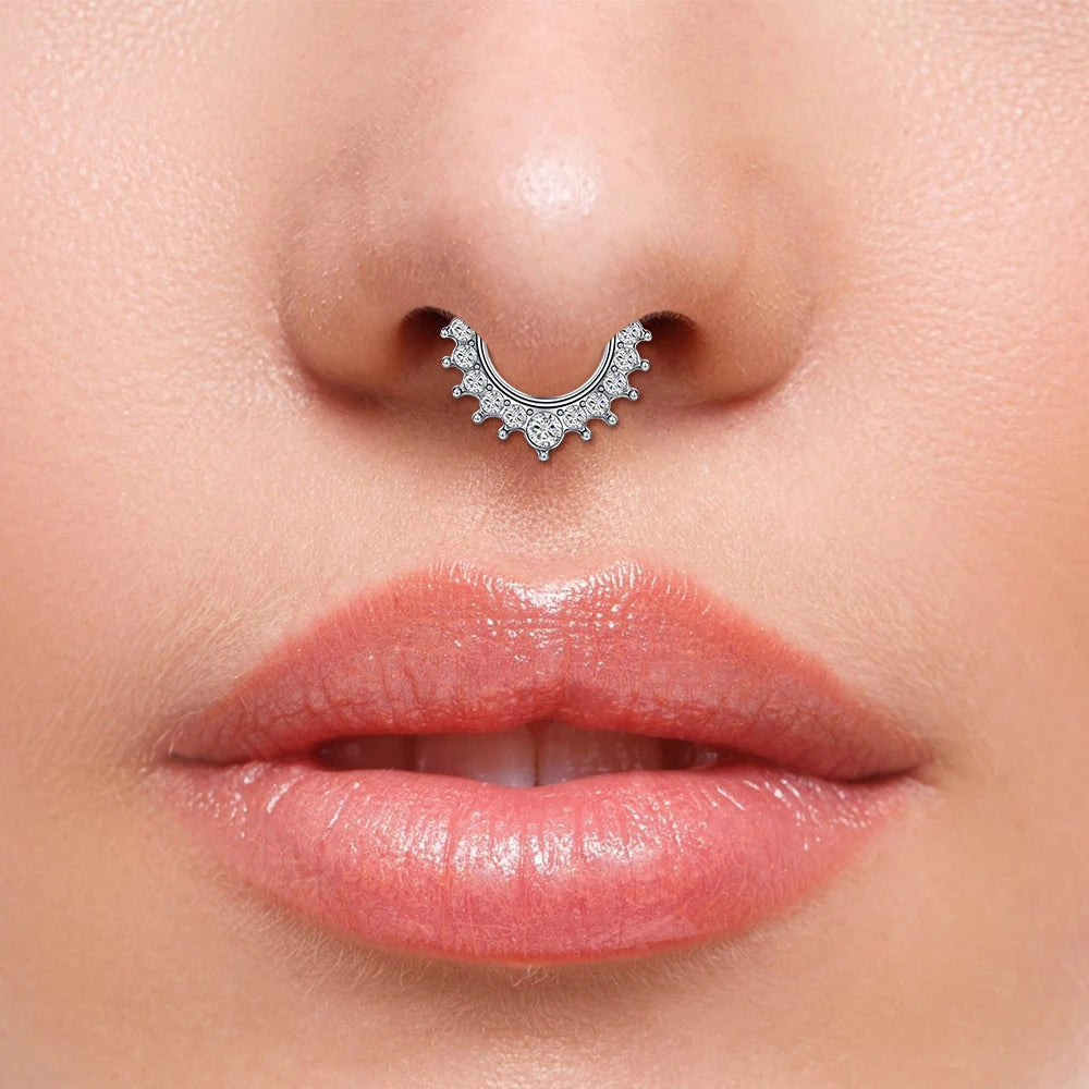 5Pcs Stainless Steel Fake Septum Rings, Faux Nose Ring Hoop