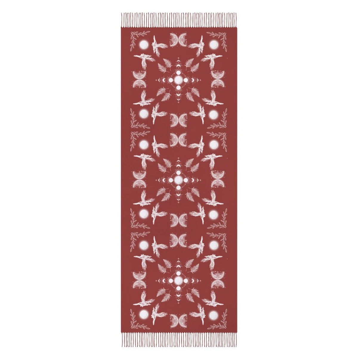 Celestial Crows Cashmere like Shawl in Chili Oil, Raven Gothic Wrap
