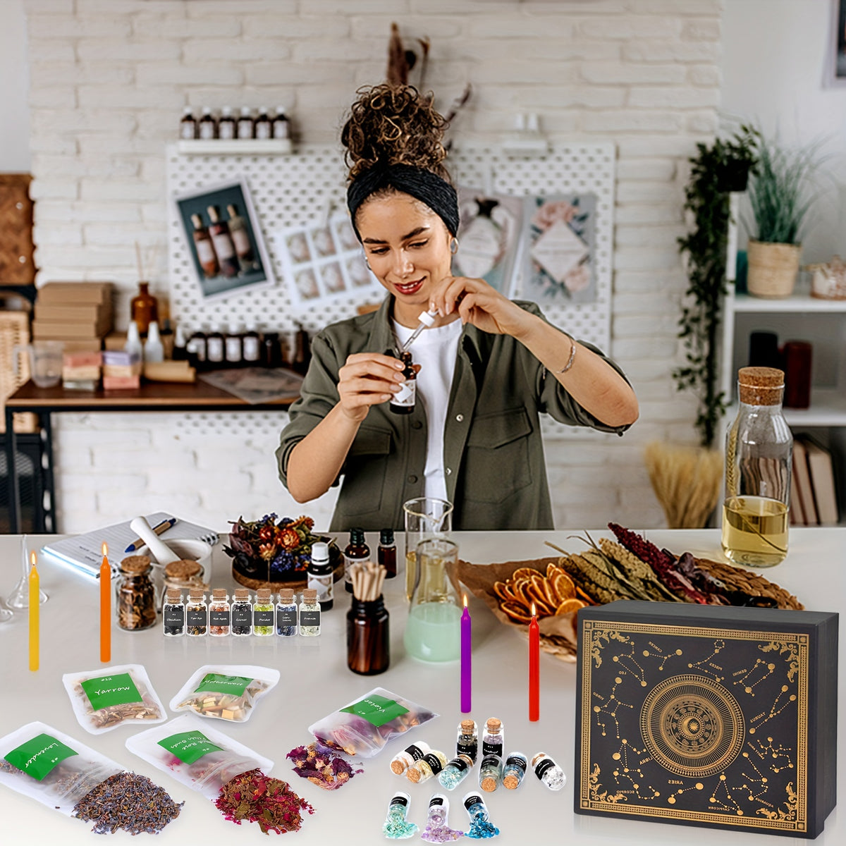 60Pcs Witchcraft Supplies Kit Box - Crystal Spoon For Meditation Divination