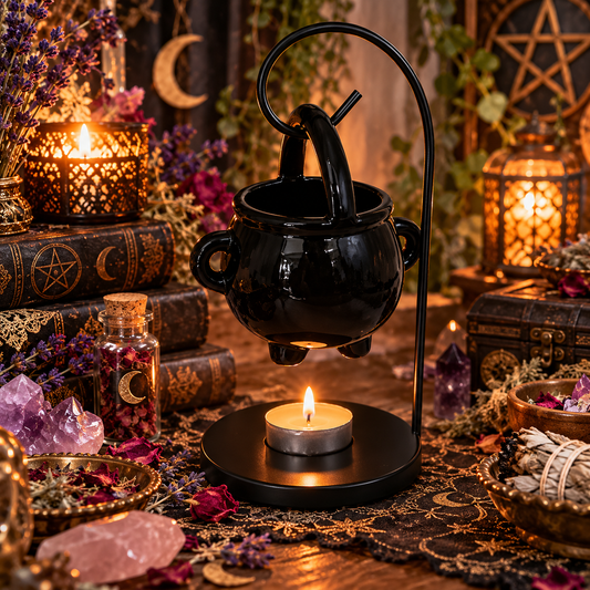 Hanging Witch Cauldron Oil Burner & Candle Holder